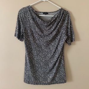 Leopard print cowl neck 3/4 sleeve top